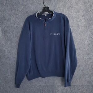 Peter Millar Quarter Zip Men Large Crown Comfort Pullover Blue Navy Crafted Logo